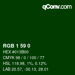 Color code: RGB 1 59 0 | qconv.com