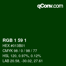 Color code: RGB 1 59 1 | qconv.com