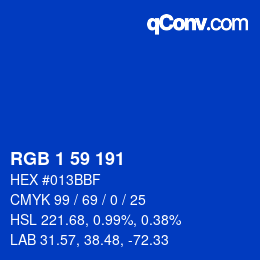 Color code: RGB 1 59 191 | qconv.com