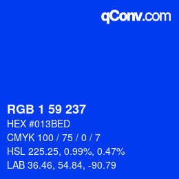 Color code: RGB 1 59 237 | qconv.com