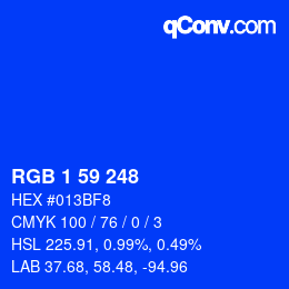 Color code: RGB 1 59 248 | qconv.com