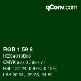 Color code: RGB 1 59 8 | qconv.com
