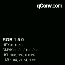 颜色代码: RGB 1 5 0 | qconv.com