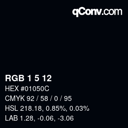 カラーコード: RGB 1 5 12 | qconv.com