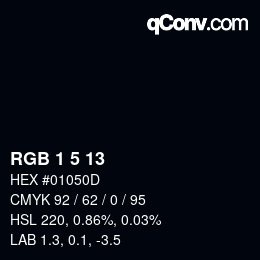 Color code: RGB 1 5 13 | qconv.com