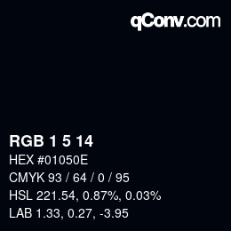 Color code: RGB 1 5 14 | qconv.com