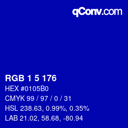 Color code: RGB 1 5 176 | qconv.com