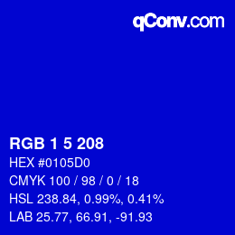 Color code: RGB 1 5 208 | qconv.com