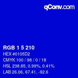 カラーコード: RGB 1 5 210 | qconv.com