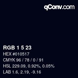 カラーコード: RGB 1 5 23 | qconv.com