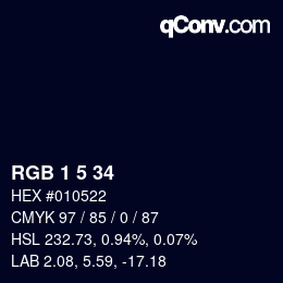 Color code: RGB 1 5 34 | qconv.com