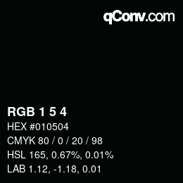 Color code: RGB 1 5 4 | qconv.com