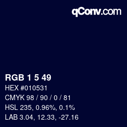 Color code: RGB 1 5 49 | qconv.com