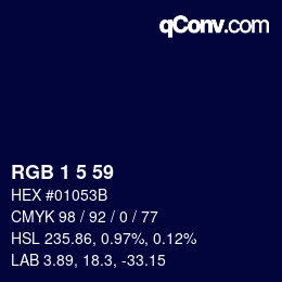 カラーコード: RGB 1 5 59 | qconv.com