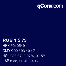 Color code: RGB 1 5 73 | qconv.com