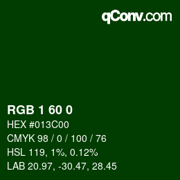 Color code: RGB 1 60 0 | qconv.com