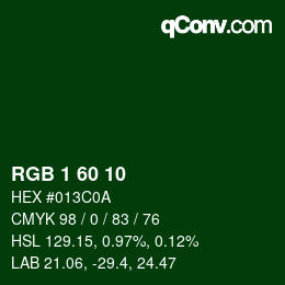 Color code: RGB 1 60 10 | qconv.com