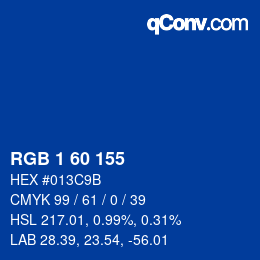 カラーコード: RGB 1 60 155 | qconv.com