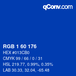 Color code: RGB 1 60 176 | qconv.com