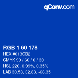 颜色代码: RGB 1 60 178 | qconv.com
