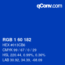 カラーコード: RGB 1 60 182 | qconv.com
