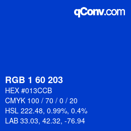 カラーコード: RGB 1 60 203 | qconv.com