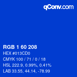 Color code: RGB 1 60 208 | qconv.com