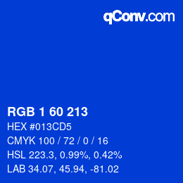 Color code: RGB 1 60 213 | qconv.com