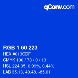 Color code: RGB 1 60 223 | qconv.com