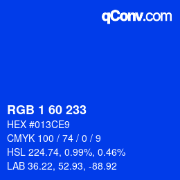 カラーコード: RGB 1 60 233 | qconv.com