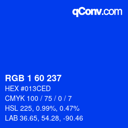 カラーコード: RGB 1 60 237 | qconv.com