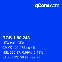 カラーコード: RGB 1 60 243 | qconv.com