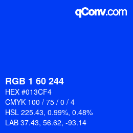 Color code: RGB 1 60 244 | qconv.com
