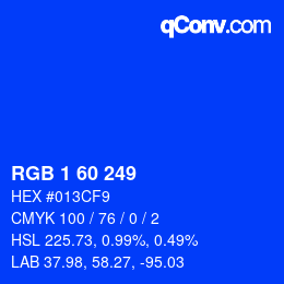颜色代码: RGB 1 60 249 | qconv.com