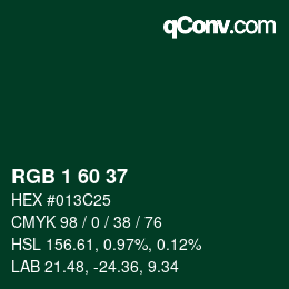 Color code: RGB 1 60 37 | qconv.com