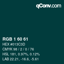 カラーコード: RGB 1 60 61 | qconv.com