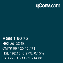 Color code: RGB 1 60 75 | qconv.com
