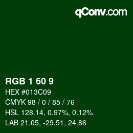 カラーコード: RGB 1 60 9 | qconv.com