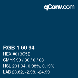カラーコード: RGB 1 60 94 | qconv.com