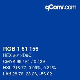 カラーコード: RGB 1 61 156 | qconv.com