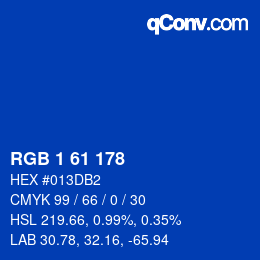 颜色代码: RGB 1 61 178 | qconv.com