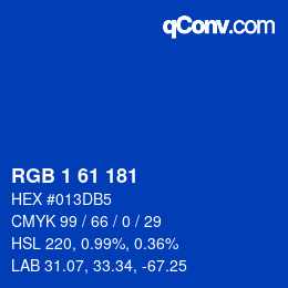 Color code: RGB 1 61 181 | qconv.com