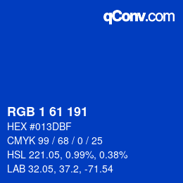 Color code: RGB 1 61 191 | qconv.com
