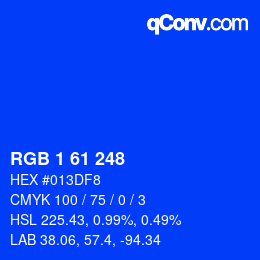 カラーコード: RGB 1 61 248 | qconv.com