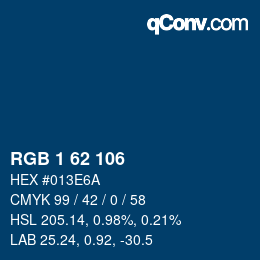 Color code: RGB 1 62 106 | qconv.com