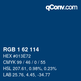 Color code: RGB 1 62 114 | qconv.com