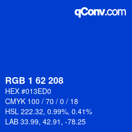 カラーコード: RGB 1 62 208 | qconv.com