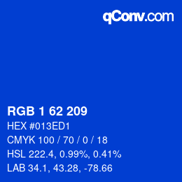 Color code: RGB 1 62 209 | qconv.com