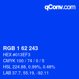 Color code: RGB 1 62 243 | qconv.com
