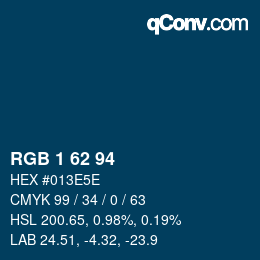 カラーコード: RGB 1 62 94 | qconv.com